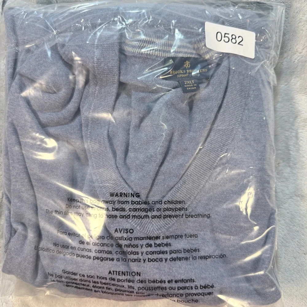Lot 2 Brooks Brothers 2XLT Supima Cotton V-Neck Sweater Set Light Grey‎ Black